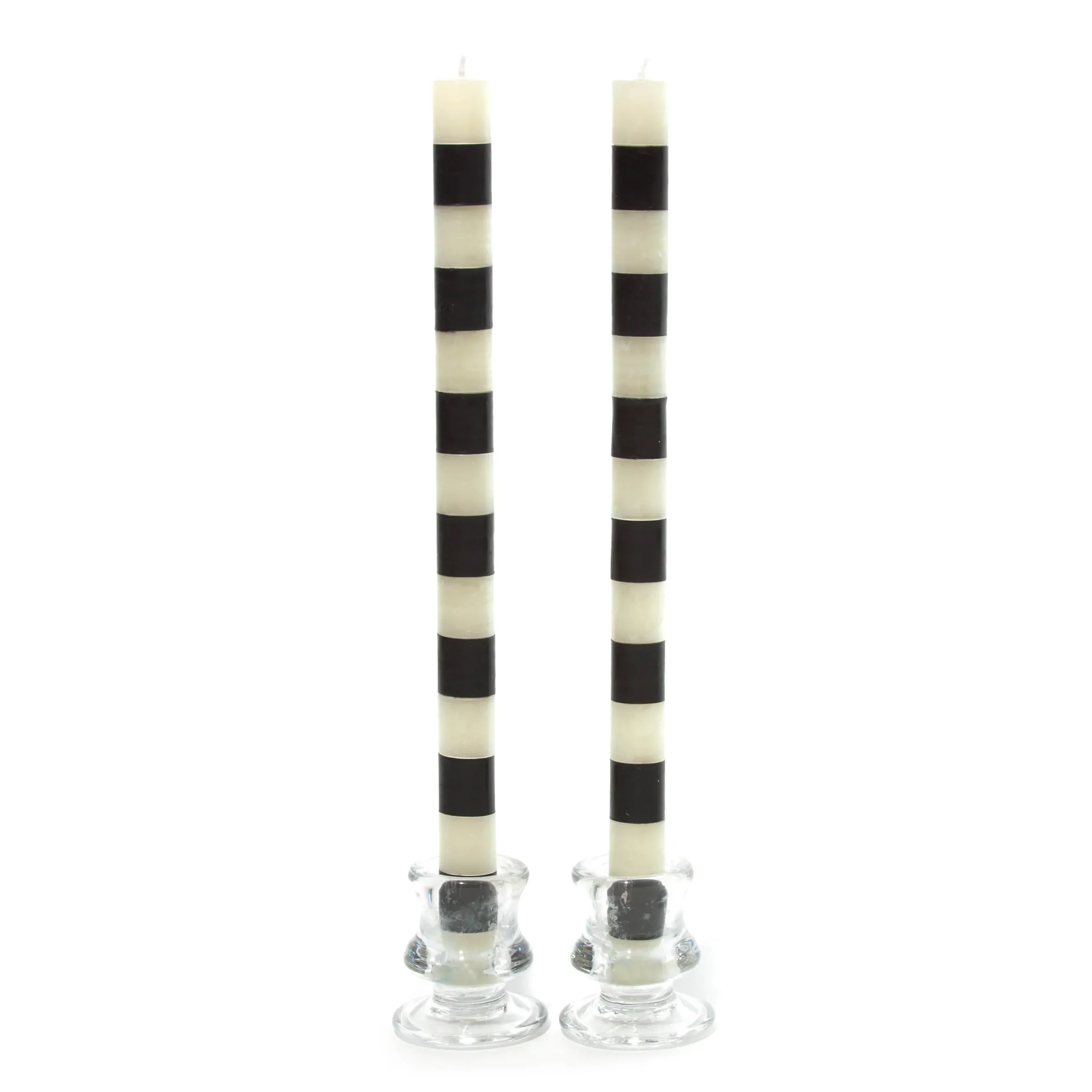 Bands Black Dinner Candles, Set of 2