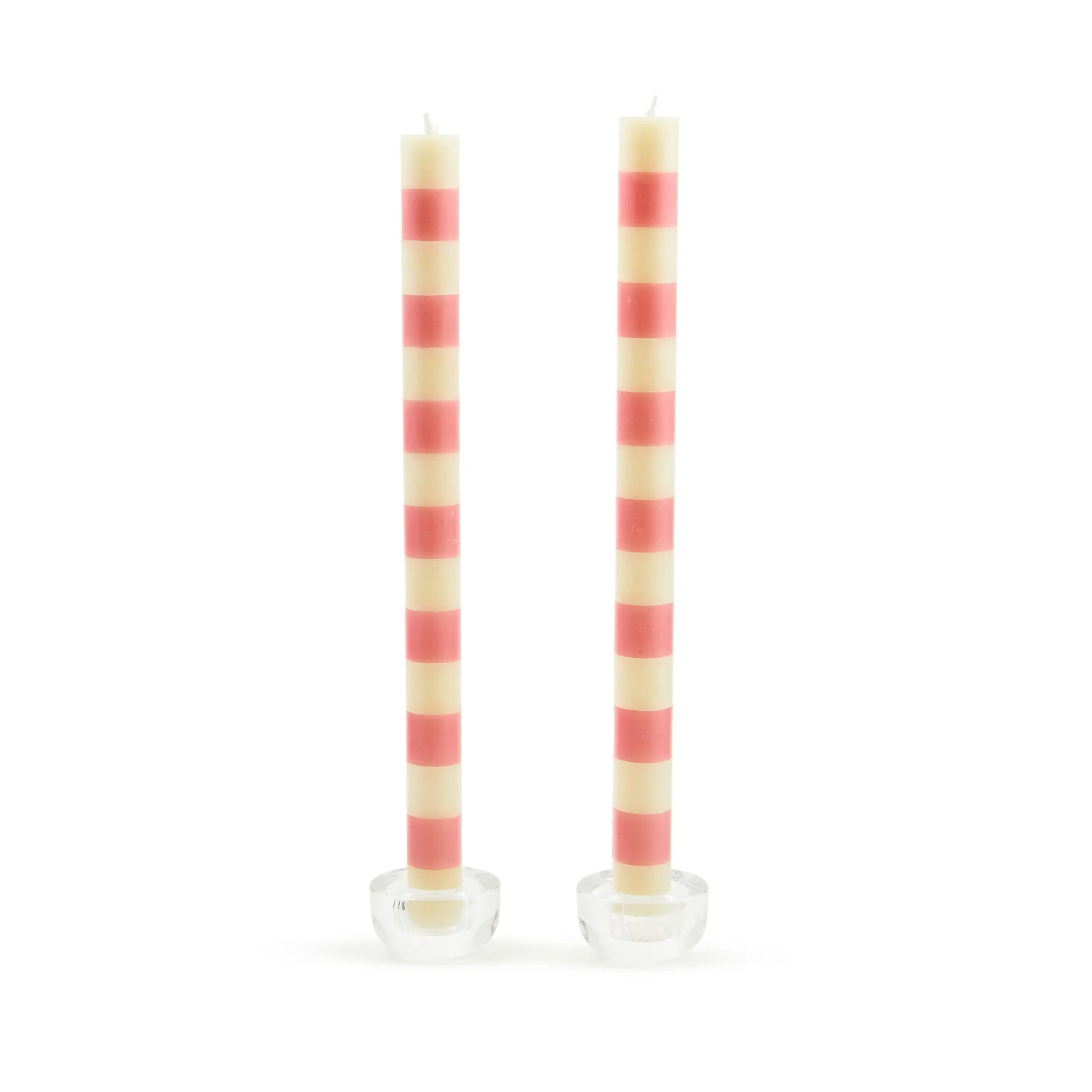 Bands Pink Dinner Candles, Set of 2