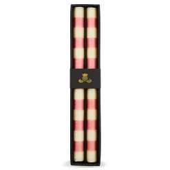 Bands Pink Dinner Candles, Set of 2