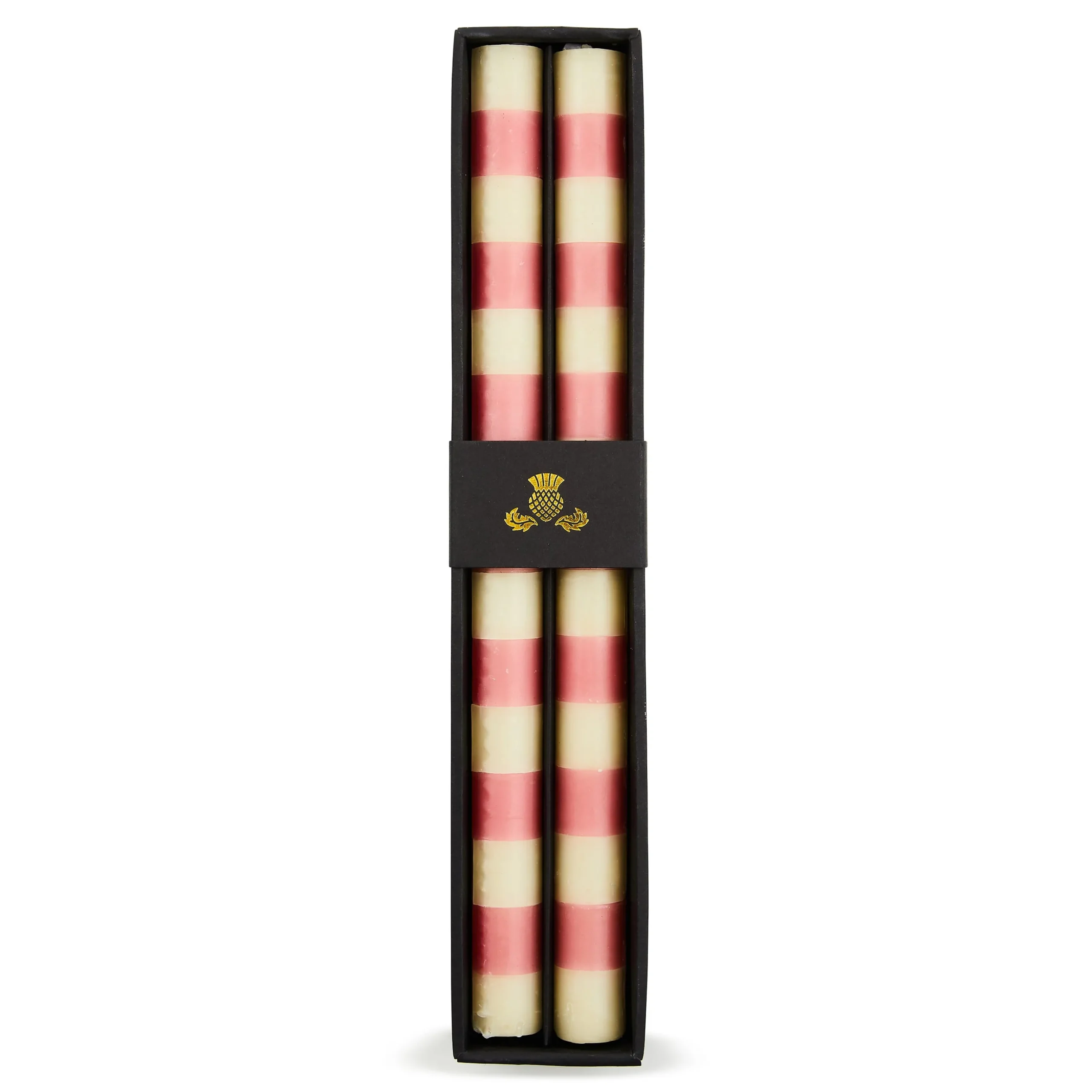 Bands Pink Dinner Candles, Set of 2