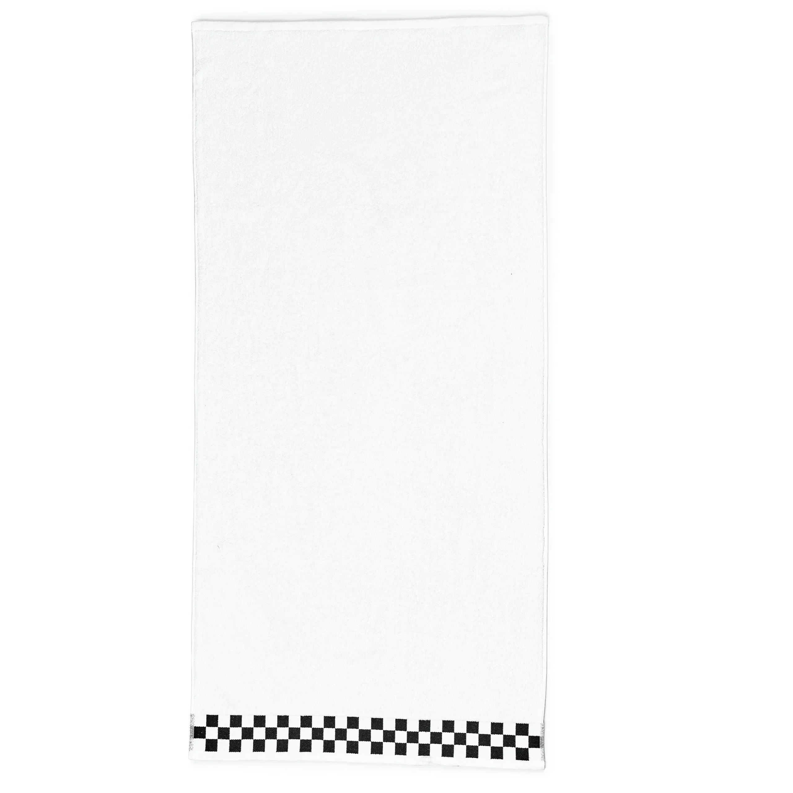 Bath Towel with Black Check Border