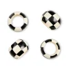 Black and White Check Wood Napkin Rings, Set of 4