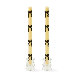 Black Bow Dinner Candles, Set of 2