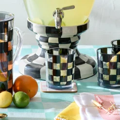 Black Check Acrylic Tumblers, Set of 4