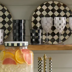 Black Check Acrylic Tumblers, Set of 4