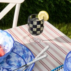 Black Check Acrylic Water Goblets, Set of 4