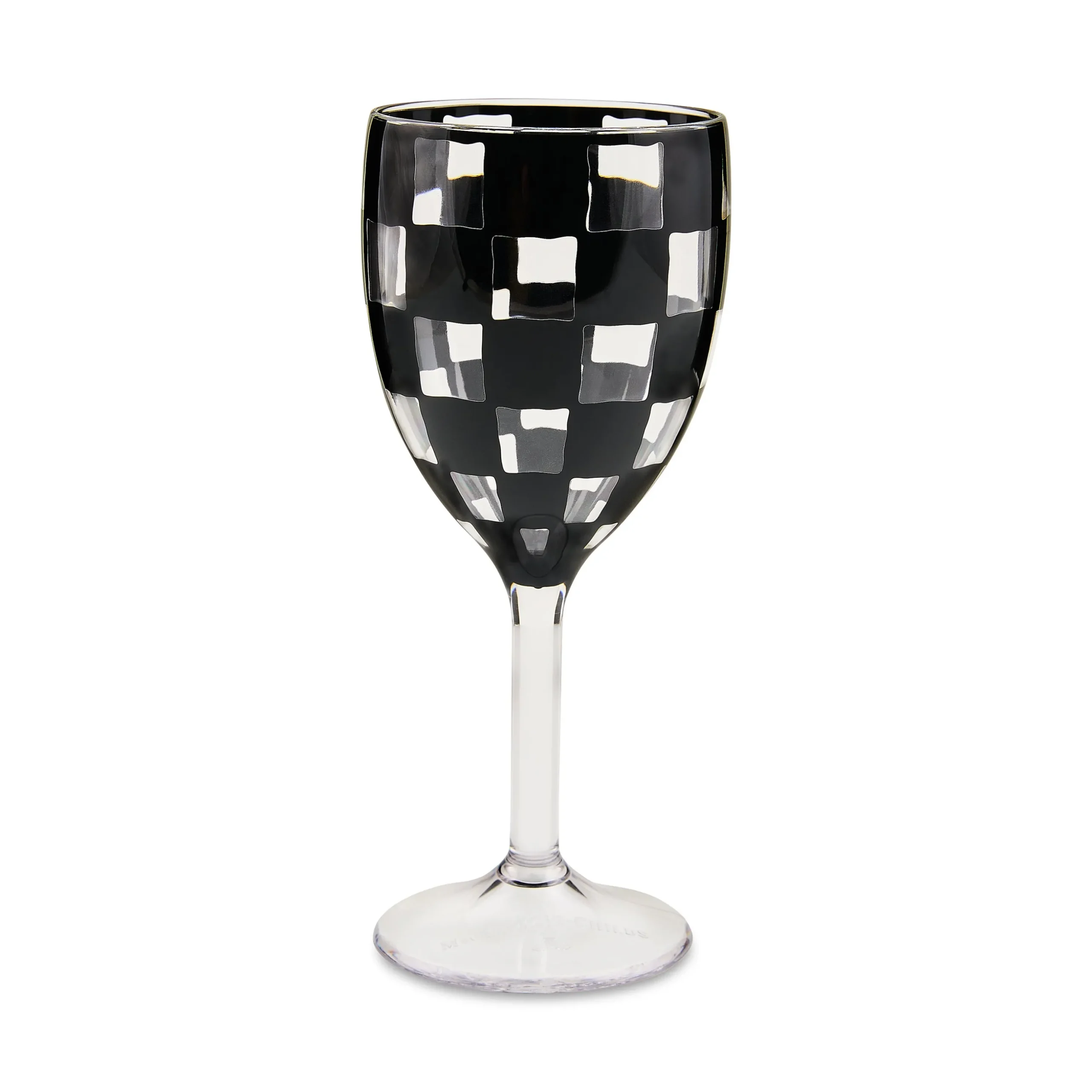 Black Check Acrylic Wine Goblets, Set of 4