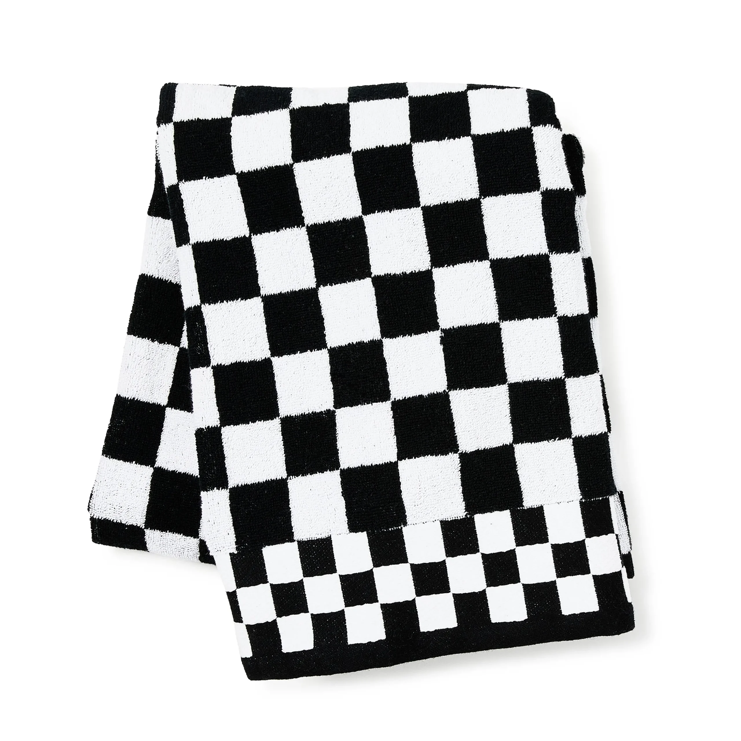 Black Check Bath Towel