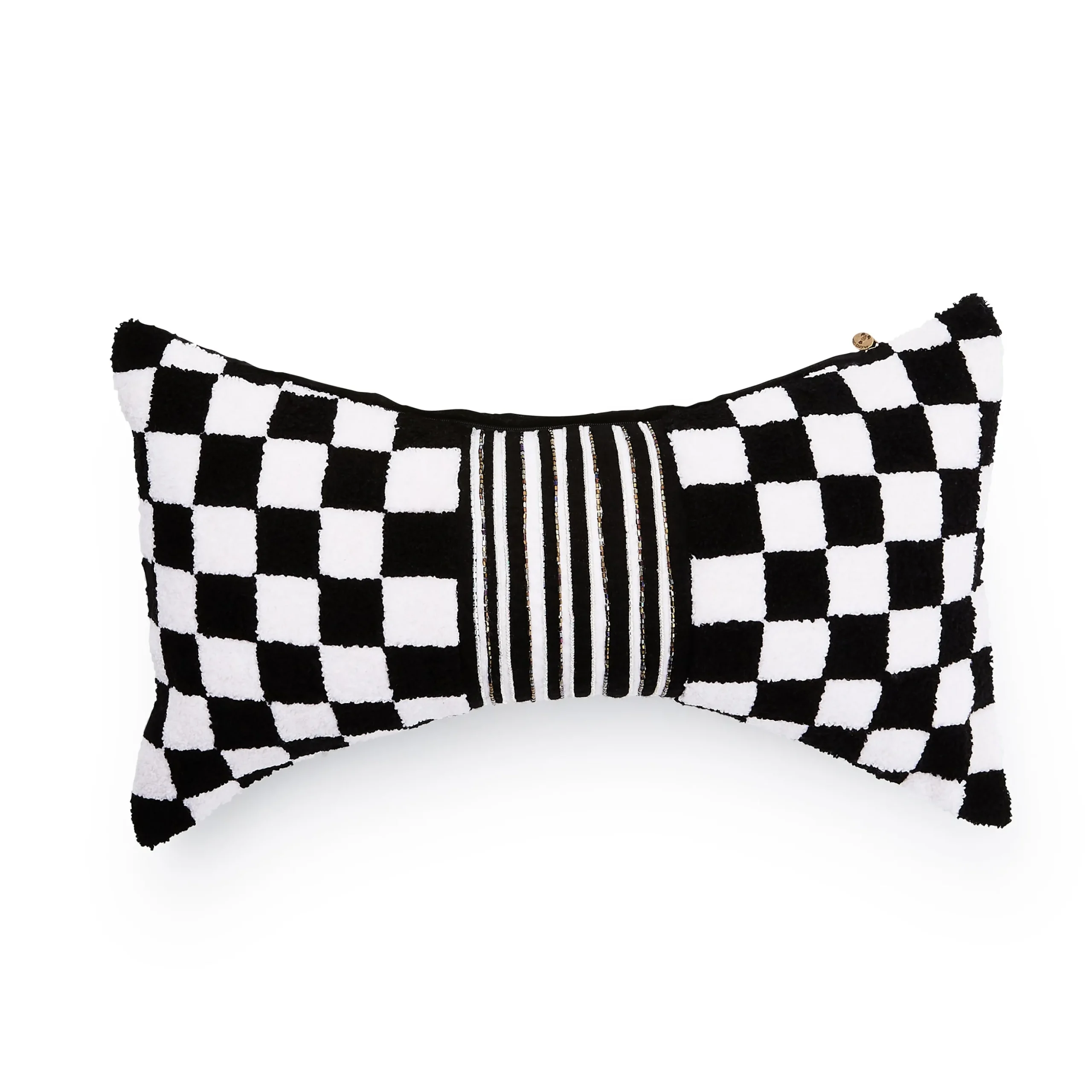 Black Check Bow Throw Pillow