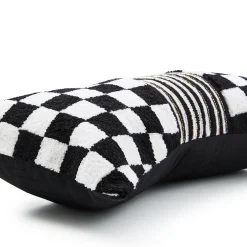 Black Check Bow Throw Pillow