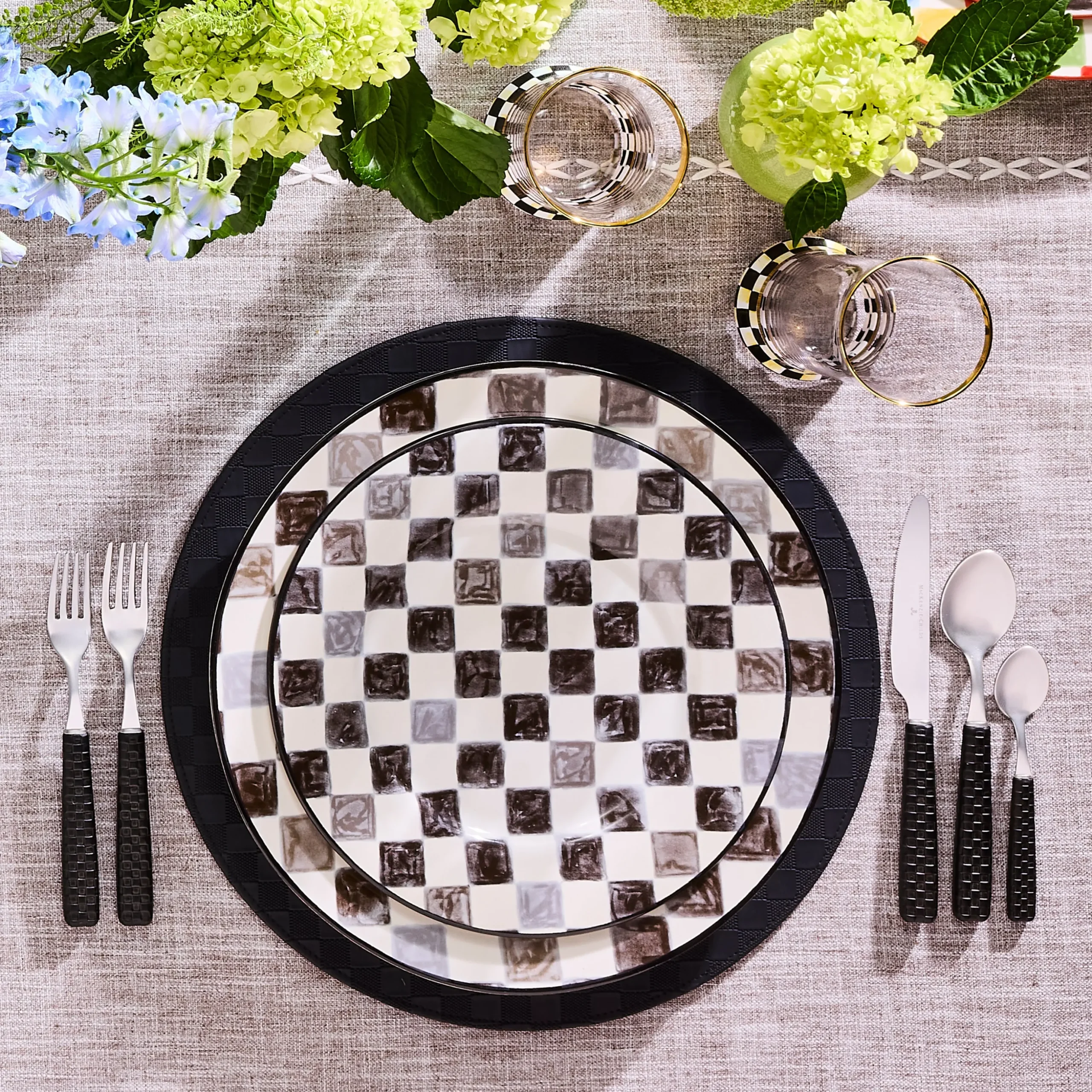 Black Check Dinner Plate