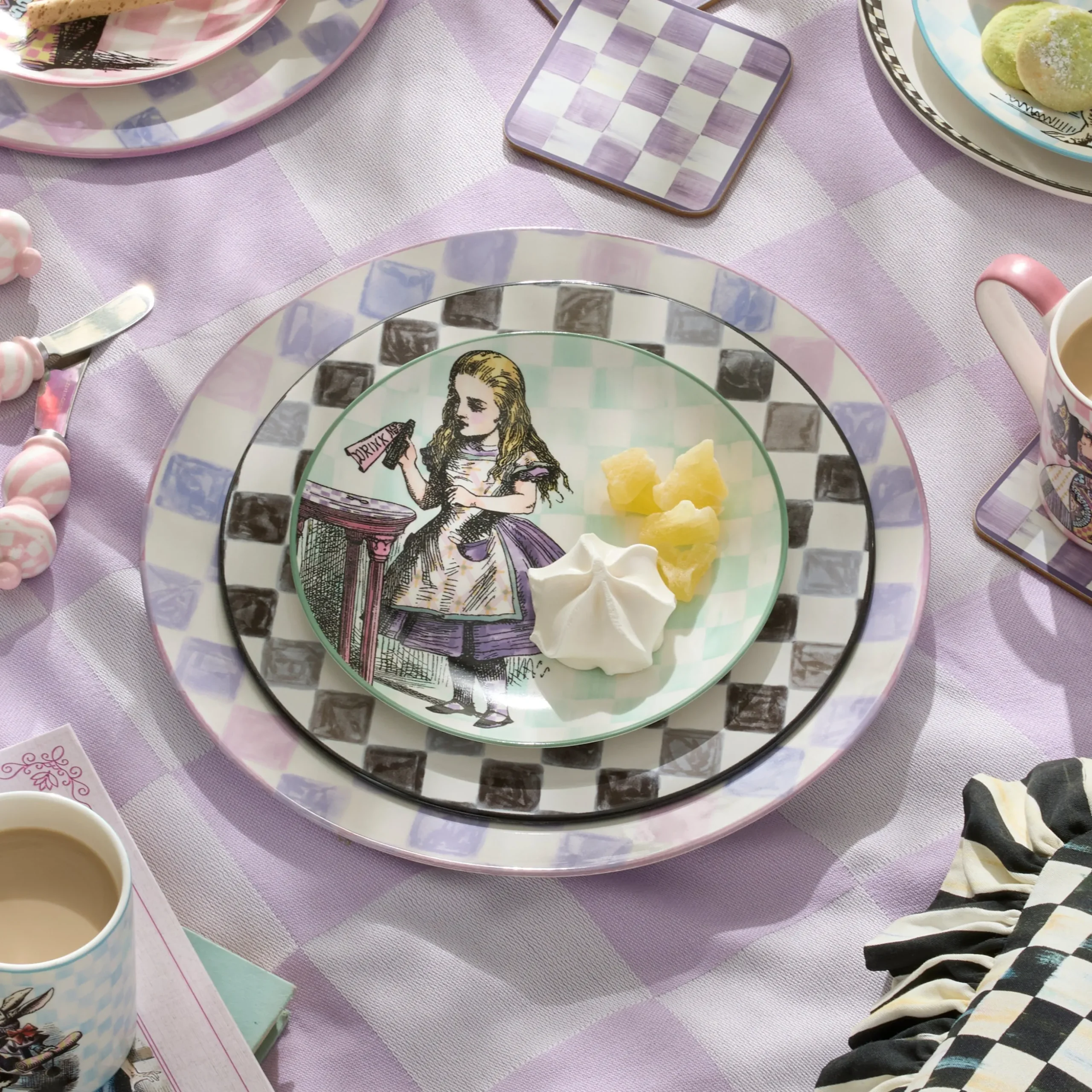 Black Check Dinner Plate