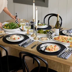 Black Check Faux Leather Placemat