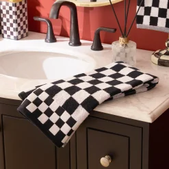Black Check Hand Towel