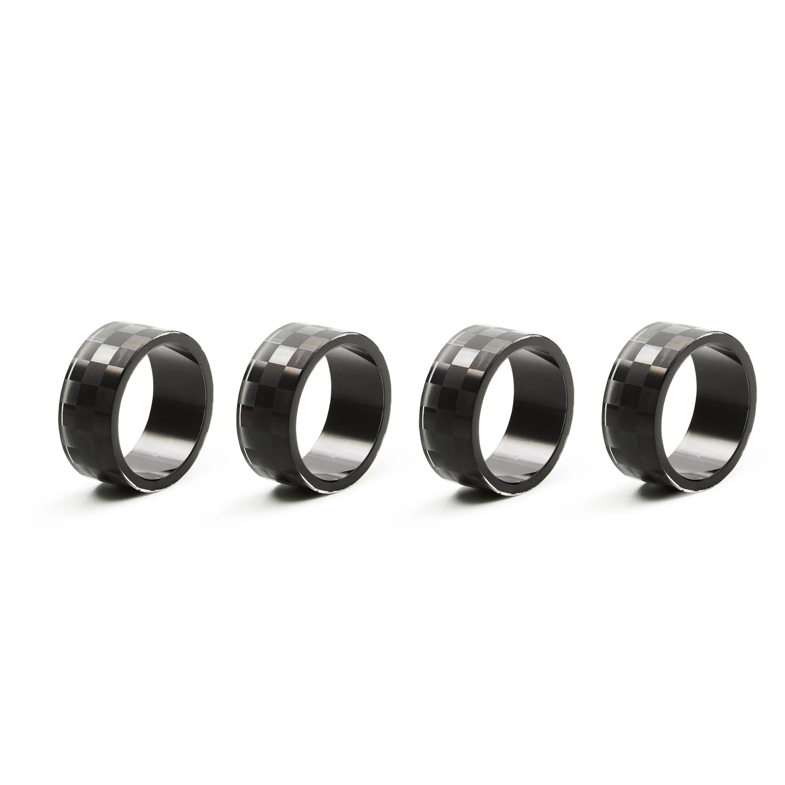 Black Check Napkin Rings, Set of 4