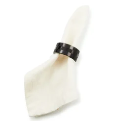 Black Check Napkin Rings, Set of 4