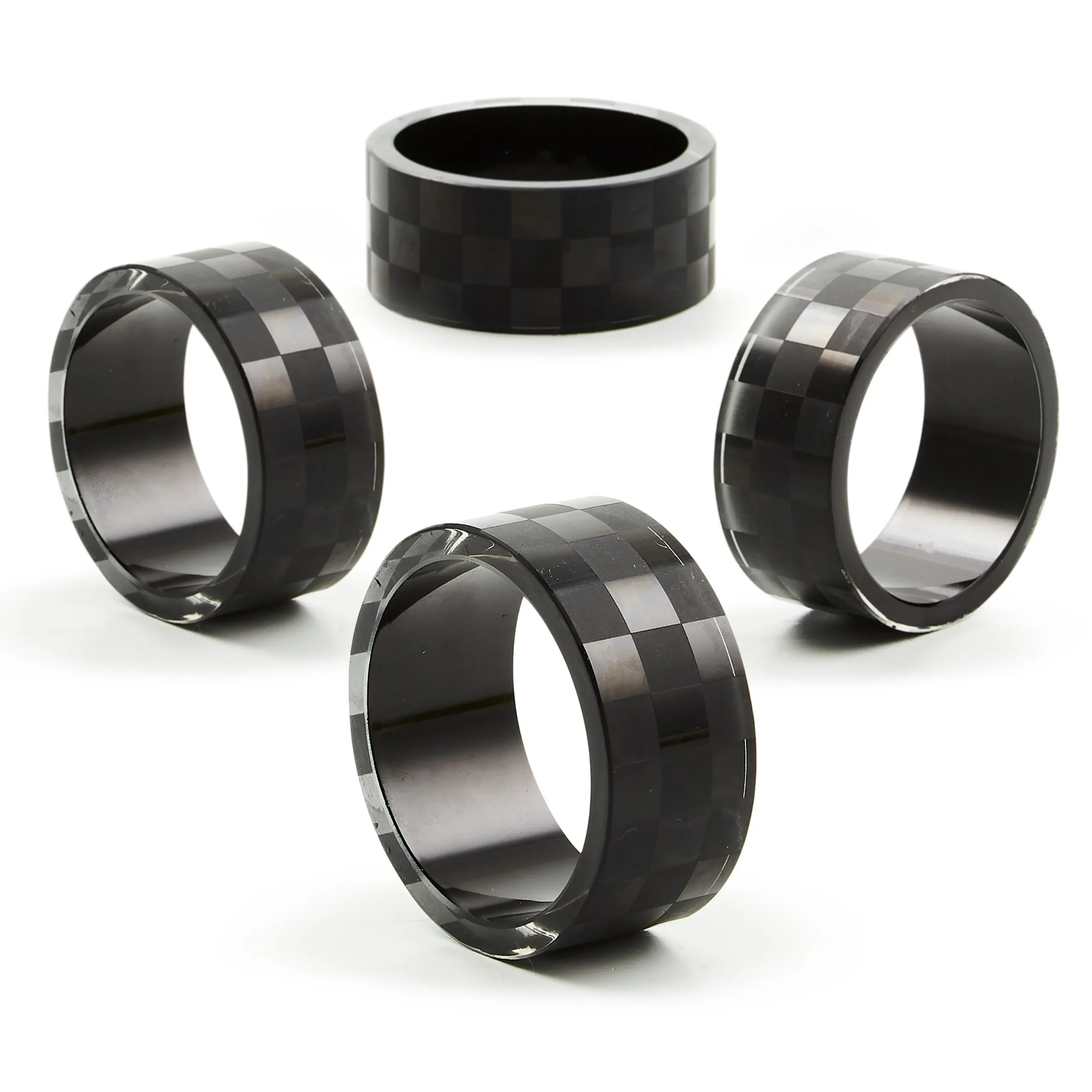Black Check Napkin Rings, Set of 4