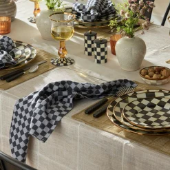 Black Check Napkin Rings, Set of 4