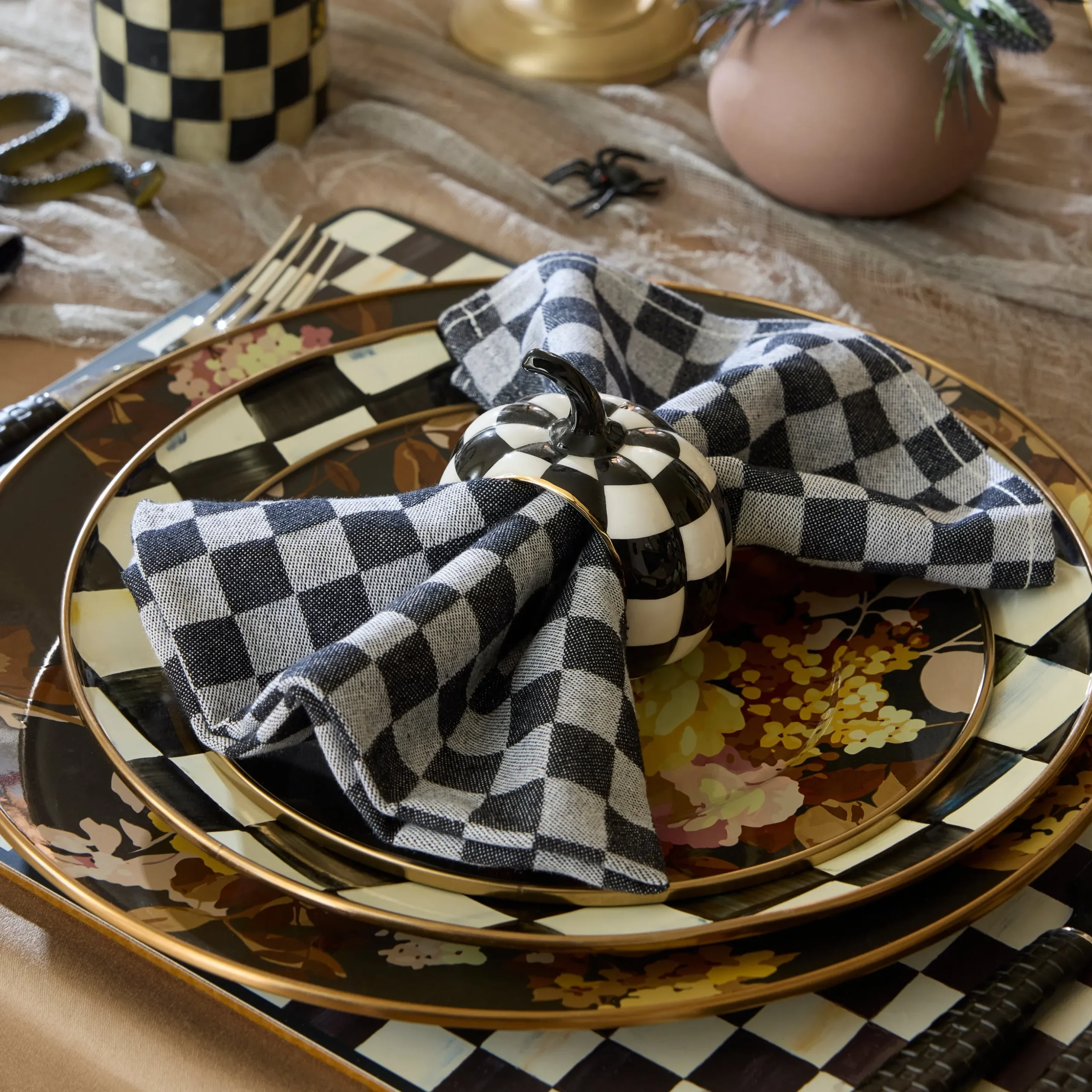 Black Check Napkin, Set of 4