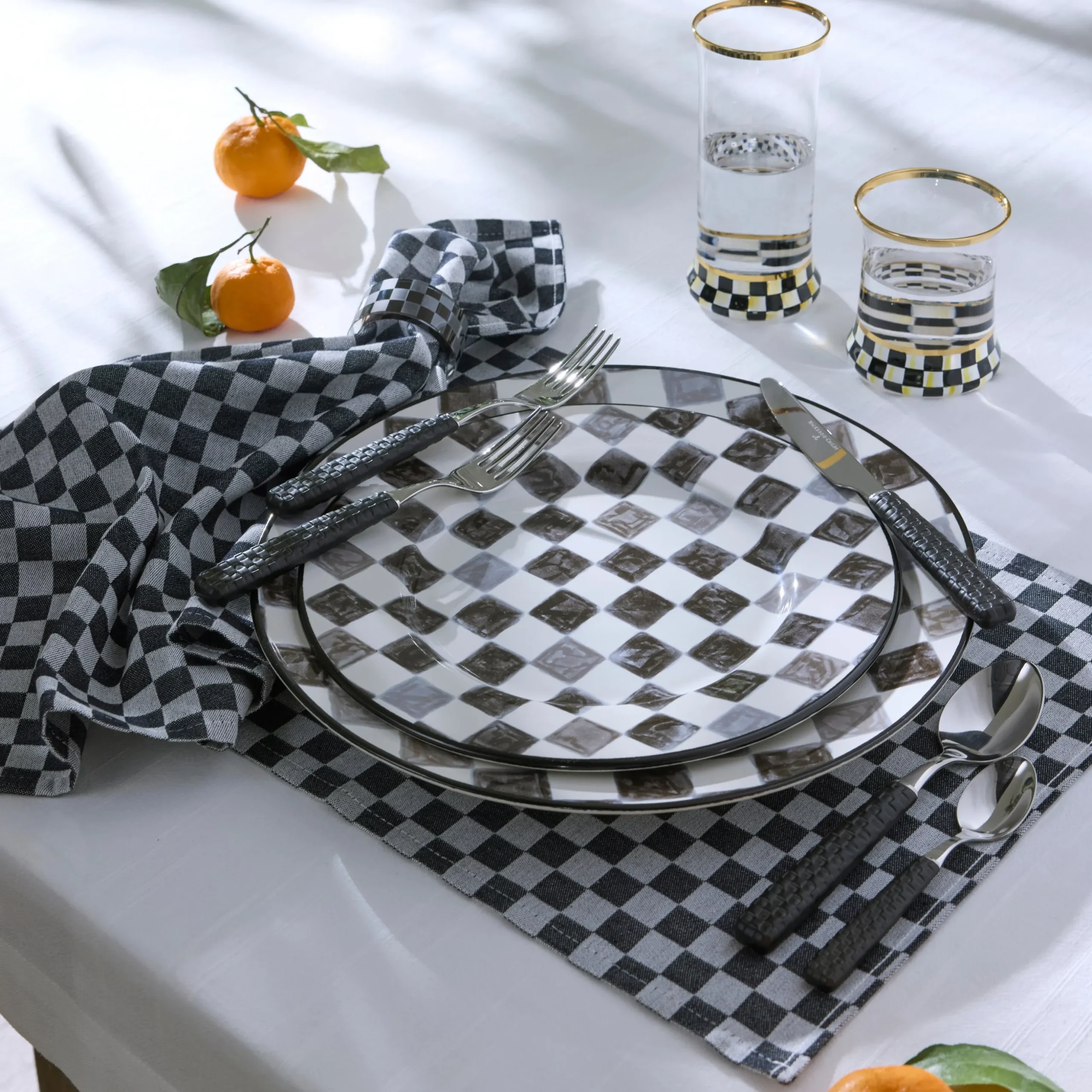 Black Check Napkin, Set of 4