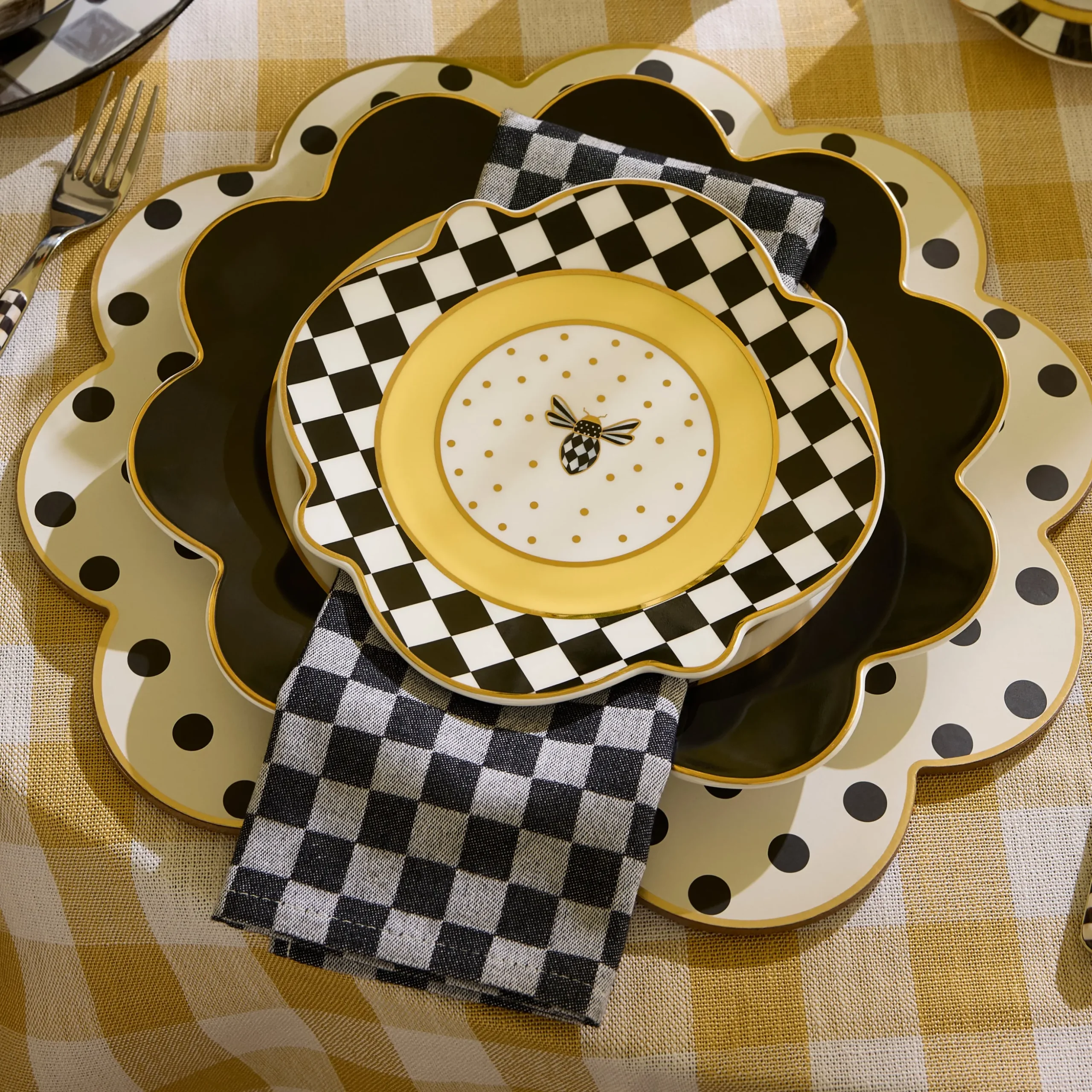 Black Check Napkin, Set of 4