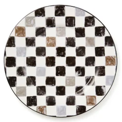 Black Check Round Platter