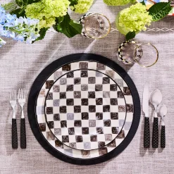 Black Check Round Platter