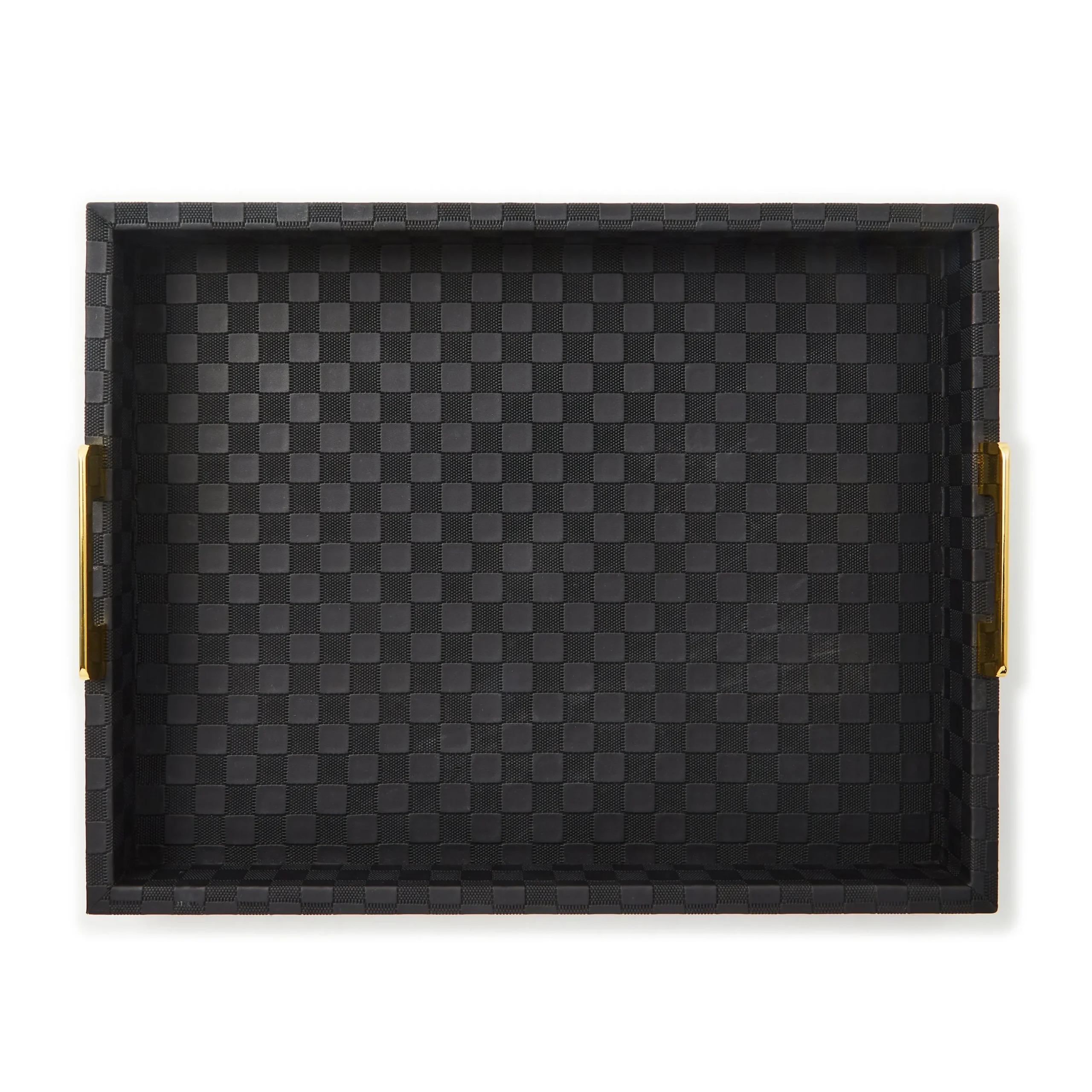 Black Faux Leather Large Tray
