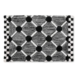 Black Lattice & Dot Bath Rug