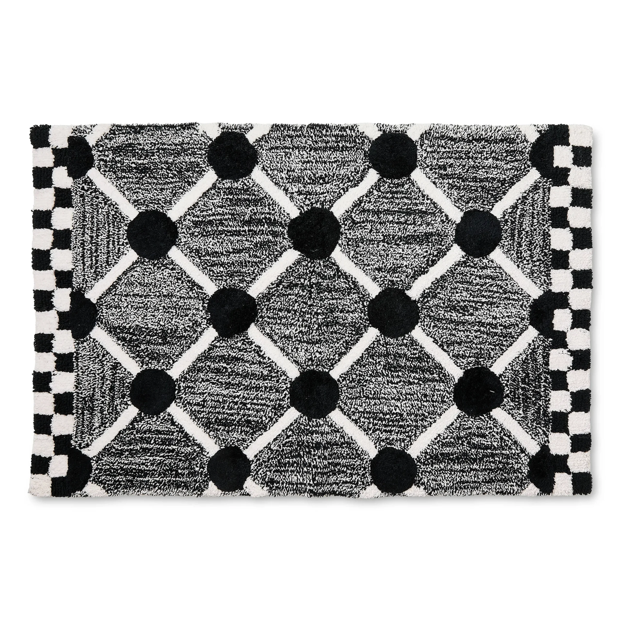 Black Lattice & Dot Bath Rug
