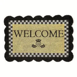 Black Scalloped Welcome Entrance Mat