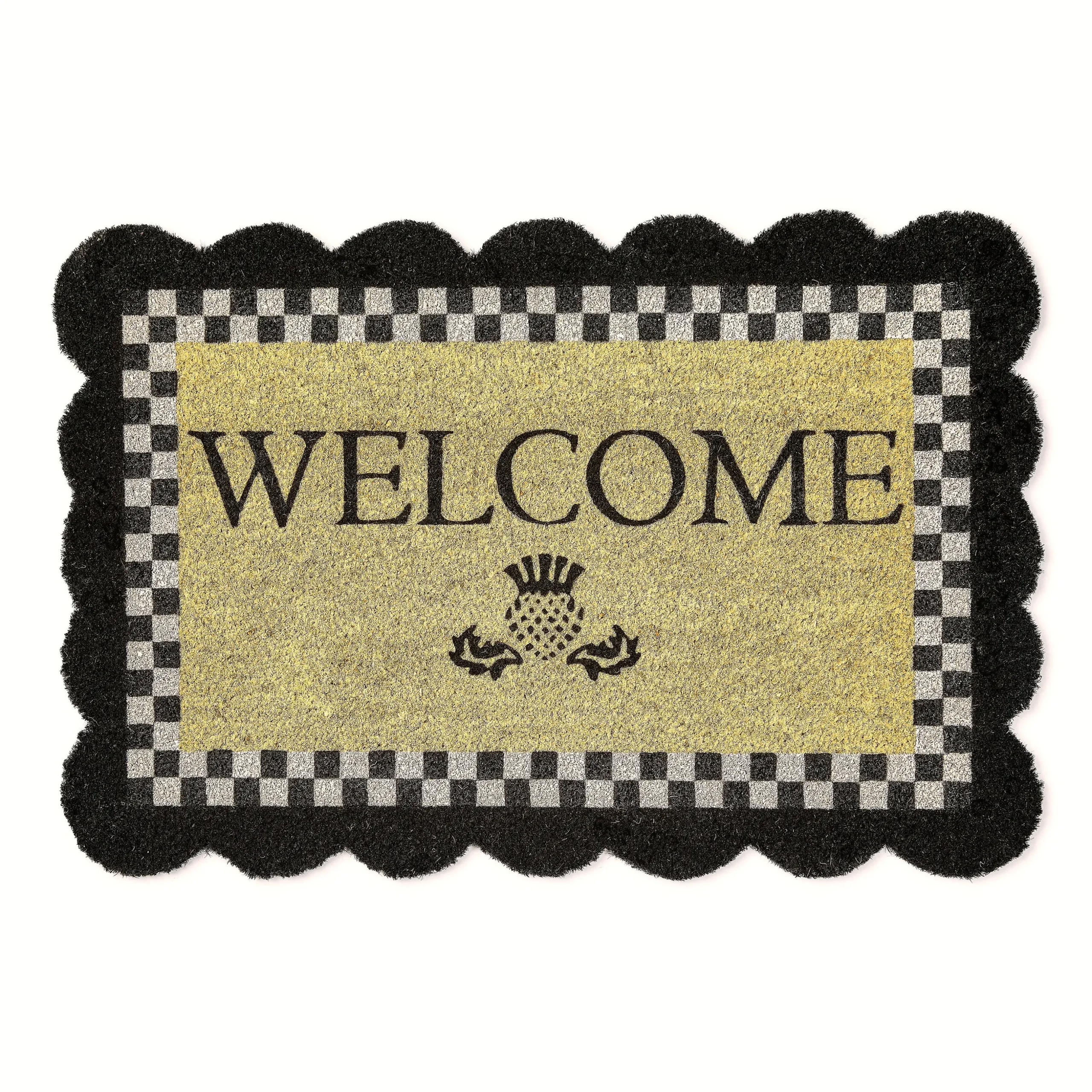 Black Scalloped Welcome Entrance Mat