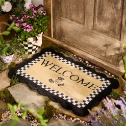 Black Scalloped Welcome Entrance Mat