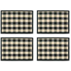 Black Woven Check Straw Placemats, Set of 4