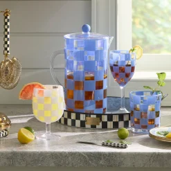 Blue Check Acrylic Pitcher