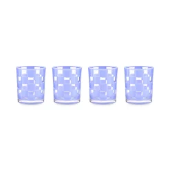 Blue Check Acrylic Tumblers, Set of 4
