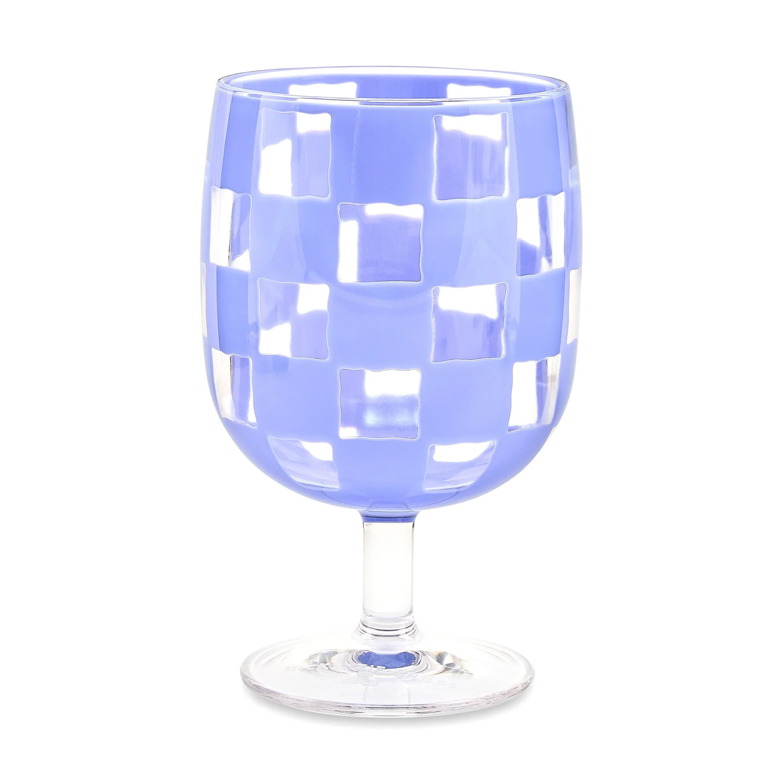 Blue Check Acrylic Water Goblets, Set of 4