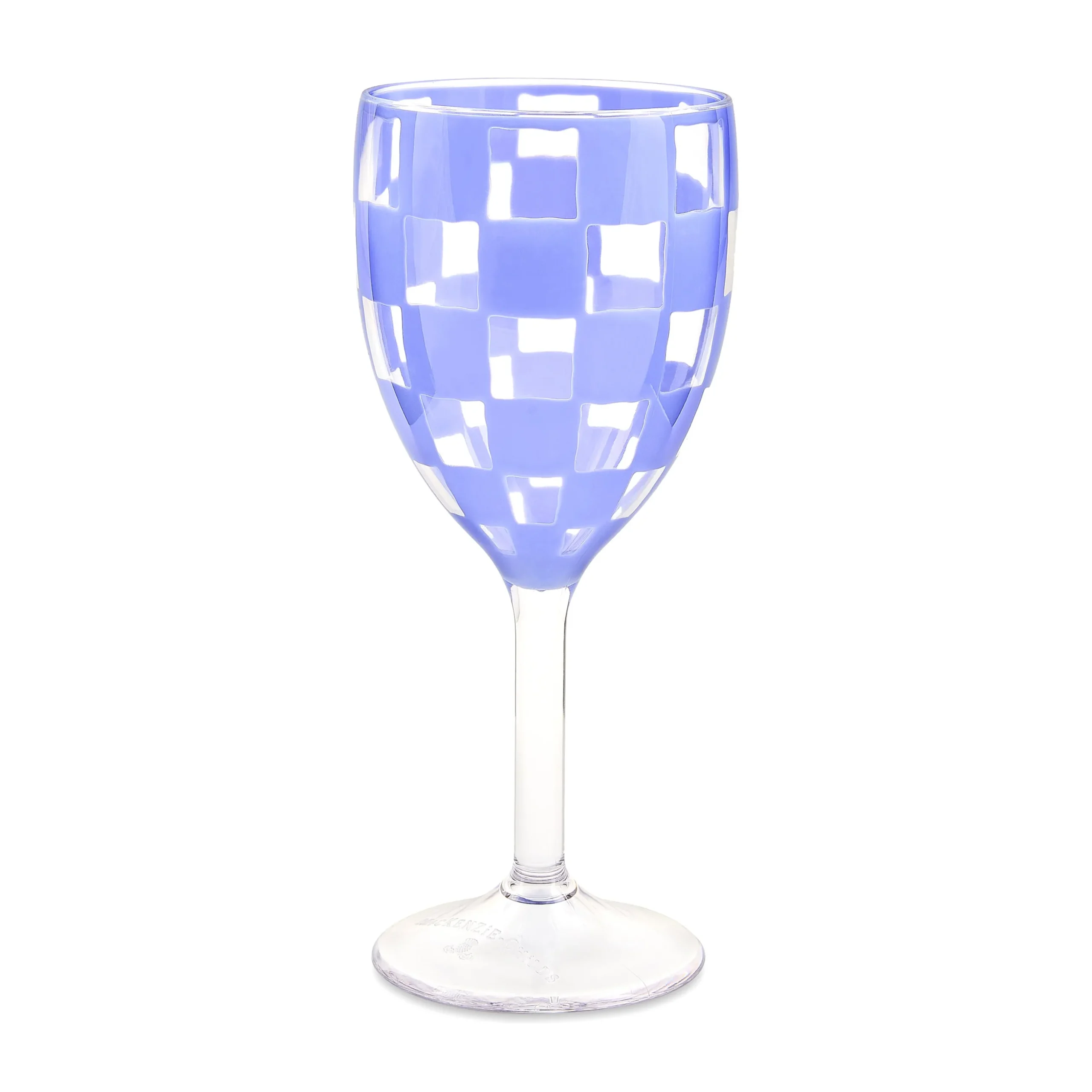Blue Check Acrylic Wine Goblets, Set of 4