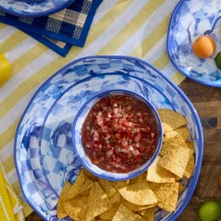 Blue Marble Check Melamine Large Platter