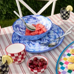 Blue Marble Check Melamine Large Platter
