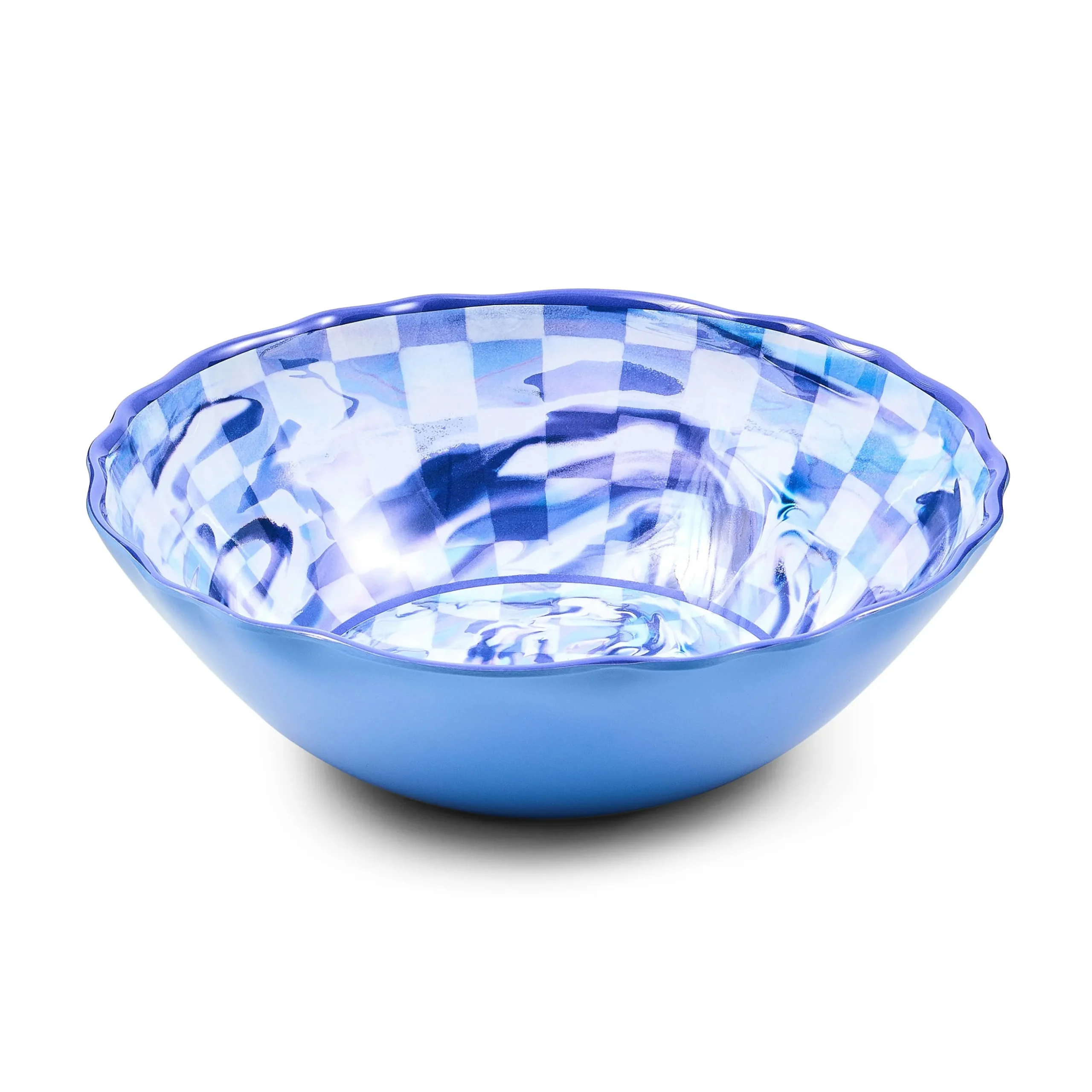 Blue Marble Check Melamine Serving Bowl