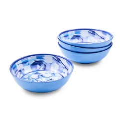 Blue Marble Check Melamine Small Bowls, Set of 4