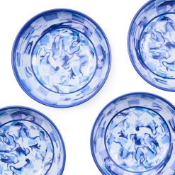 Blue Marble Check Melamine Small Bowls, Set of 4