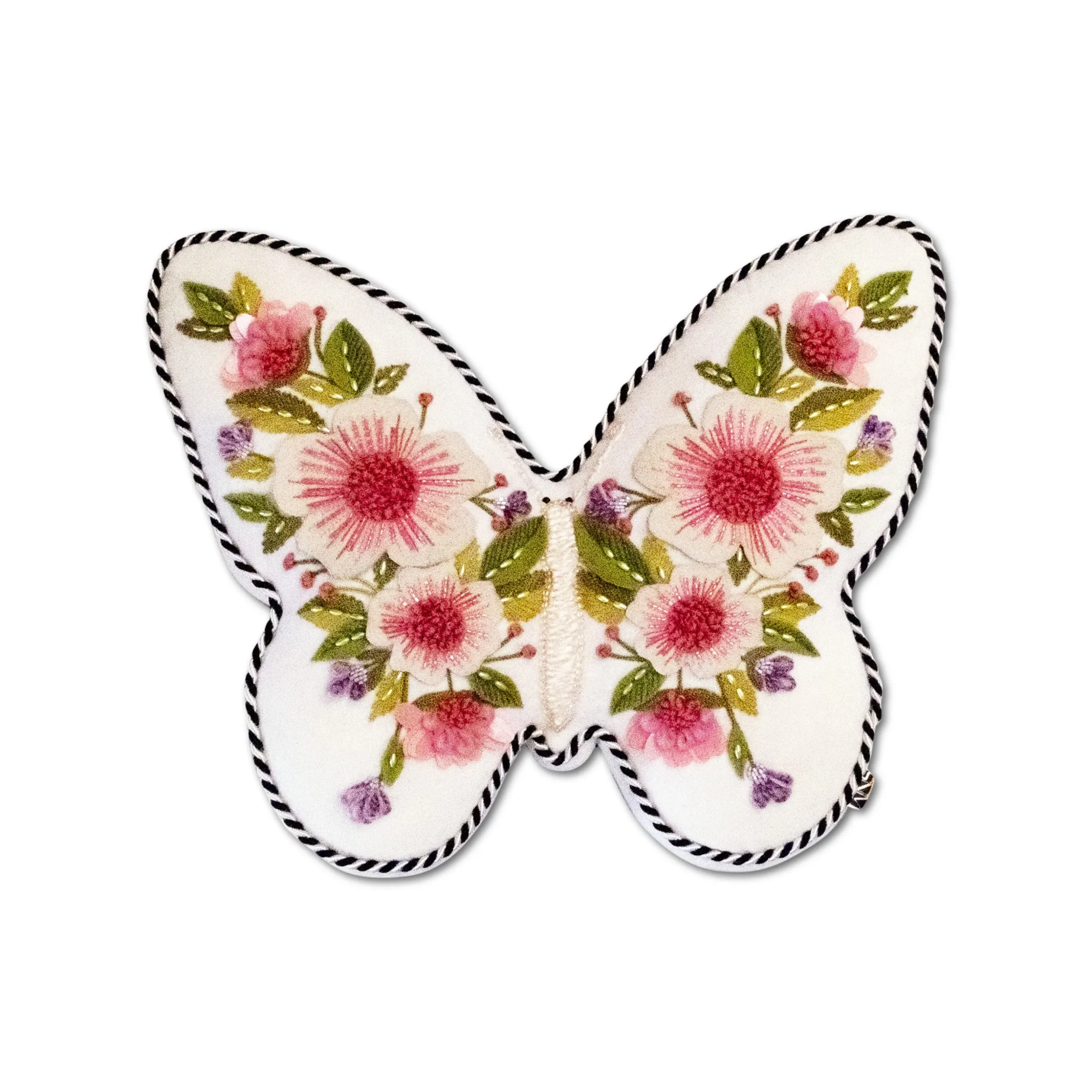 Butterfly Shaped Floral Throw Pillow