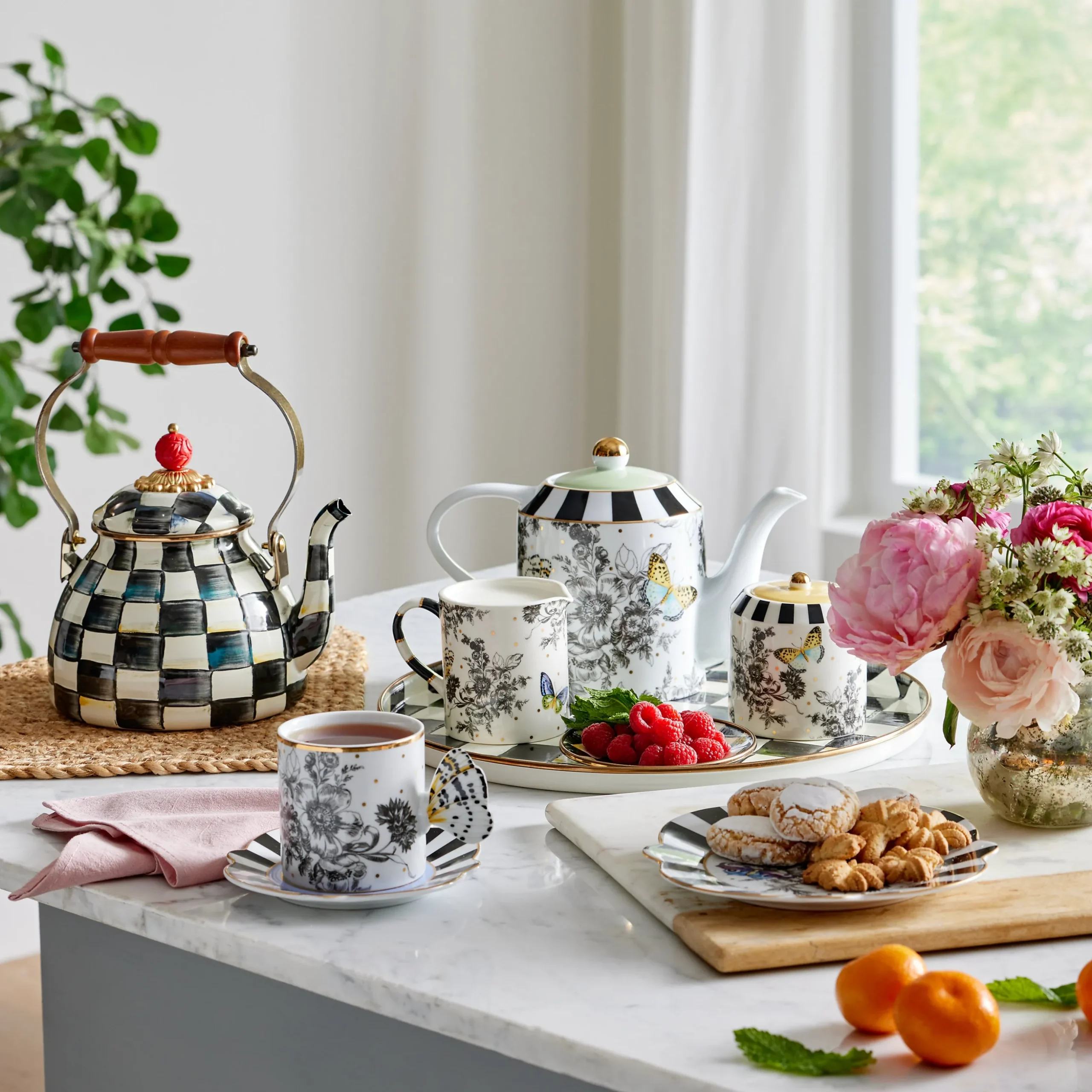 Butterfly Toile Mug & Saucer Set