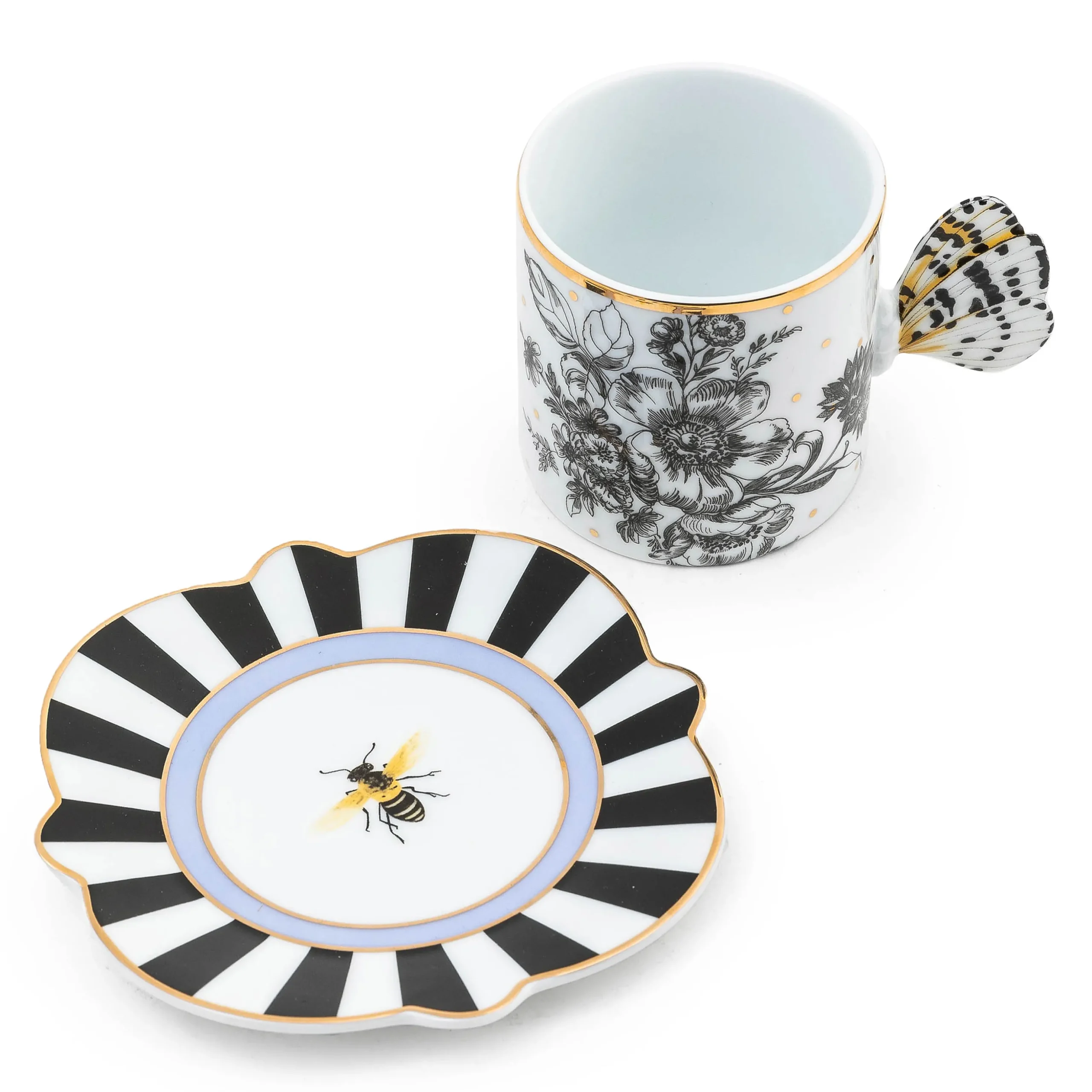 Butterfly Toile Mug & Saucer Set