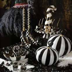 Check Black & Ivory Dinner Candles, Set of 2