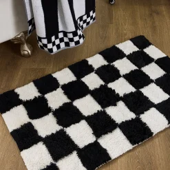 Checkerboard Black Bath Rug