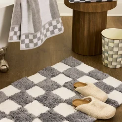 Checkerboard Grey Bath Rug