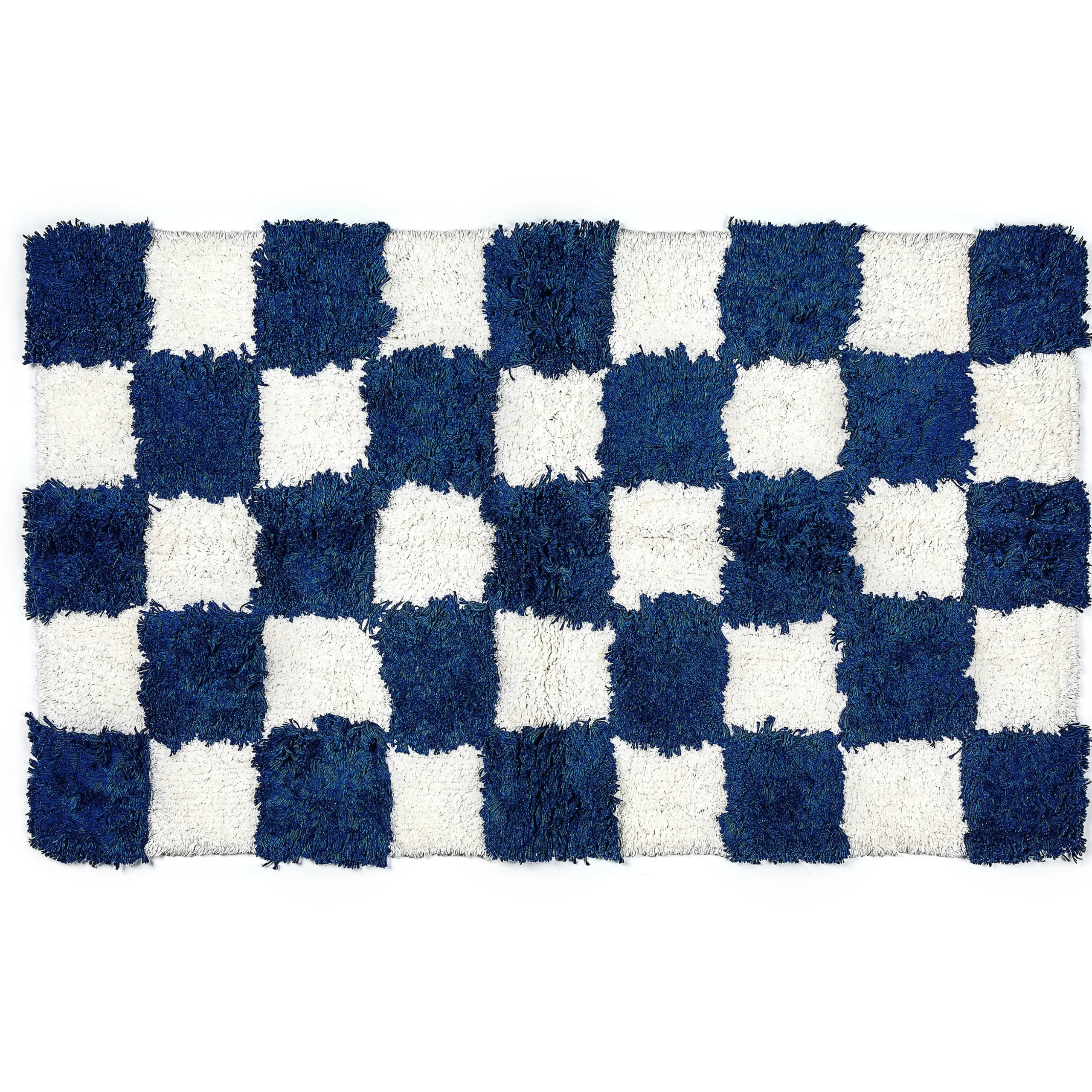 Checkerboard Indigo Bath Rug
